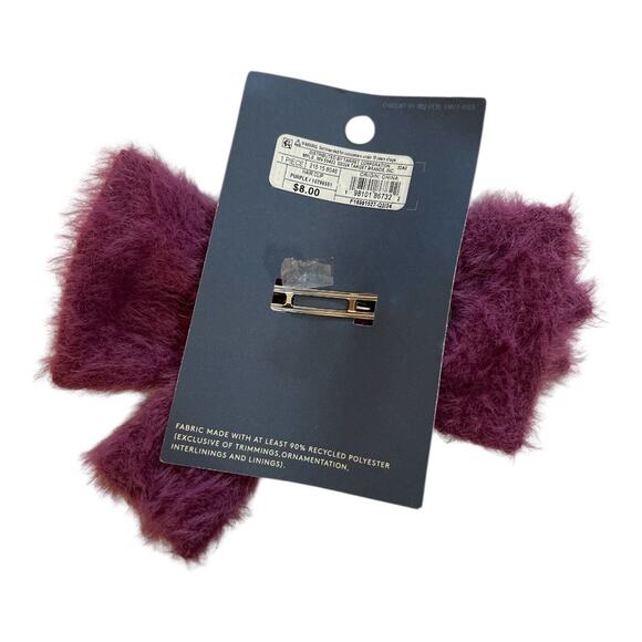 Universal Thread Fuzzy Bow Hair Barrette Hair Clip Purple - Picture 2 of 2